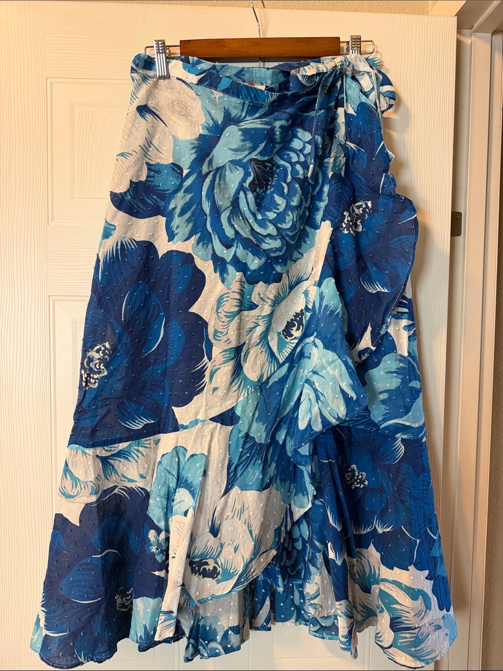 Farm Rio Azulejo Tile Midi Wrap Skirt Size Large